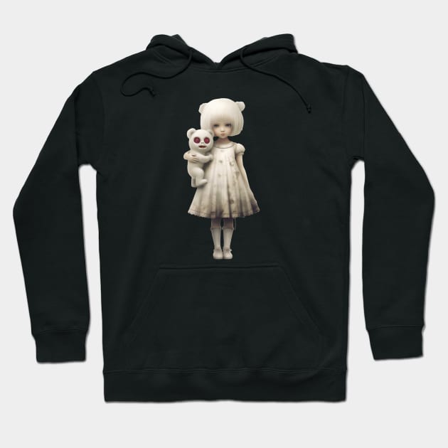 Vintage 1980s Girl Holds an evil zombie teddy bear Hoodie by digilabs